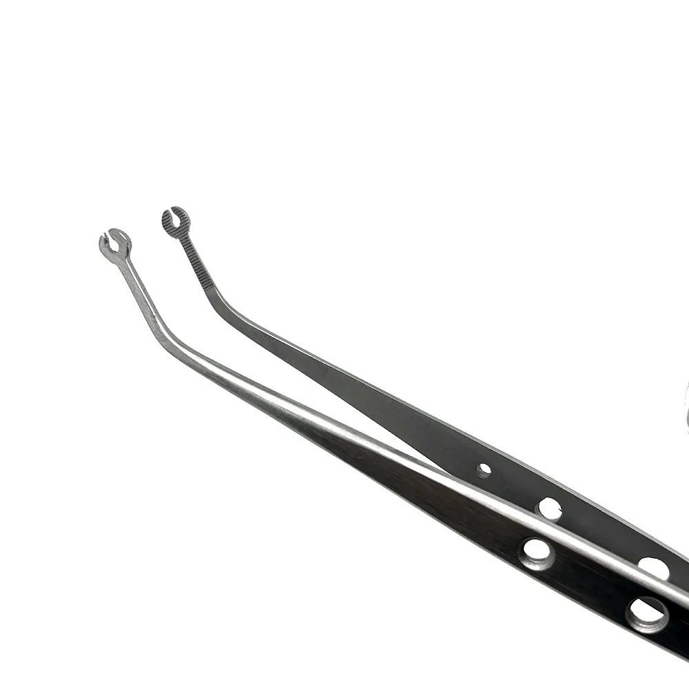 2Pcs Dental Dressing Forceps Serrated Tip Suture Tweezer Tip With Hole Surgical Operation Stitching Tweezer Suture Corn Tweezers