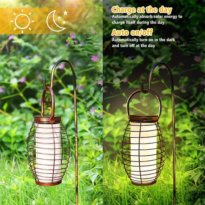 Solar Lighting Oval Lantern Automatic Charging PVC Outdoor Garden Atmosphere Decorative Lamp