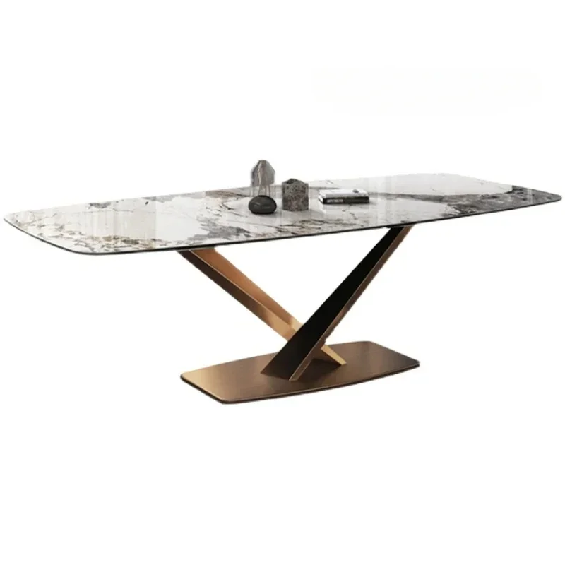 Light Luxury Stone Plate Dining Tables and Chairs Set Modern Simple Small Apartment Home Marble Dining Table Dining Table