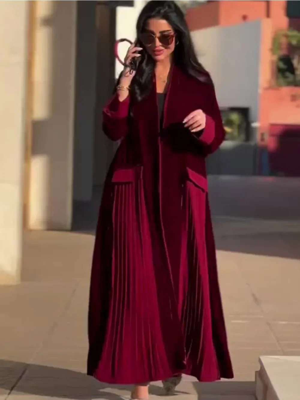 

Женский плиссированный плащ, кардиган, пальто, длинная верхняя одежда, ветровка