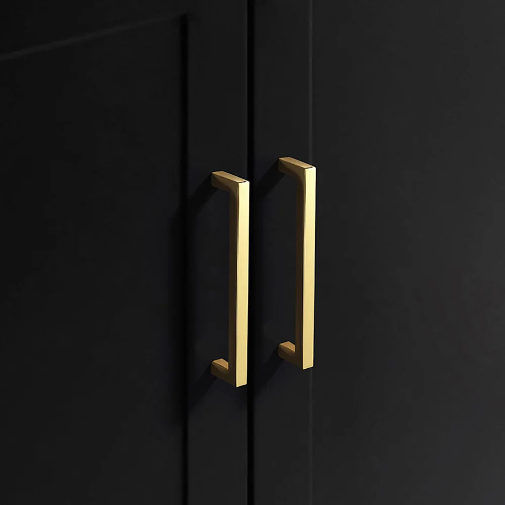 Square bright gold,silver, black cabinet door handle kitchen cabinet drawer closet extension aluminum handle