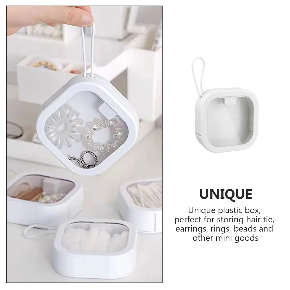

Hair Tie Organizer Storage Box White ABS TPE Desktop Travel Size Claw Clip Holder Jewelry Container Table Accessories Box