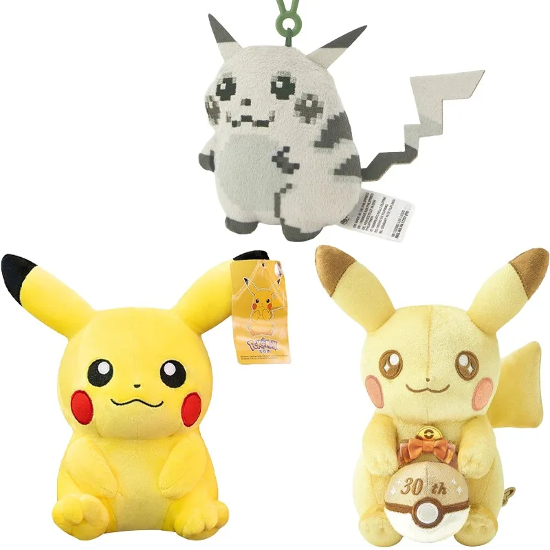 

Плюшевая кукла Покемон Пикачу к 30-летию, в пиксельном стиле, модная, забавная, коллекционная, для декора дома, мягкая игрушка
