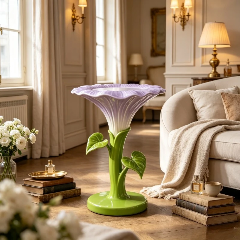 Morning Glory Figurine Decor Sculpture Ornament Exquisite Plant Art for Living Room Bedroom Desktop Shelf Home Accent Piece
