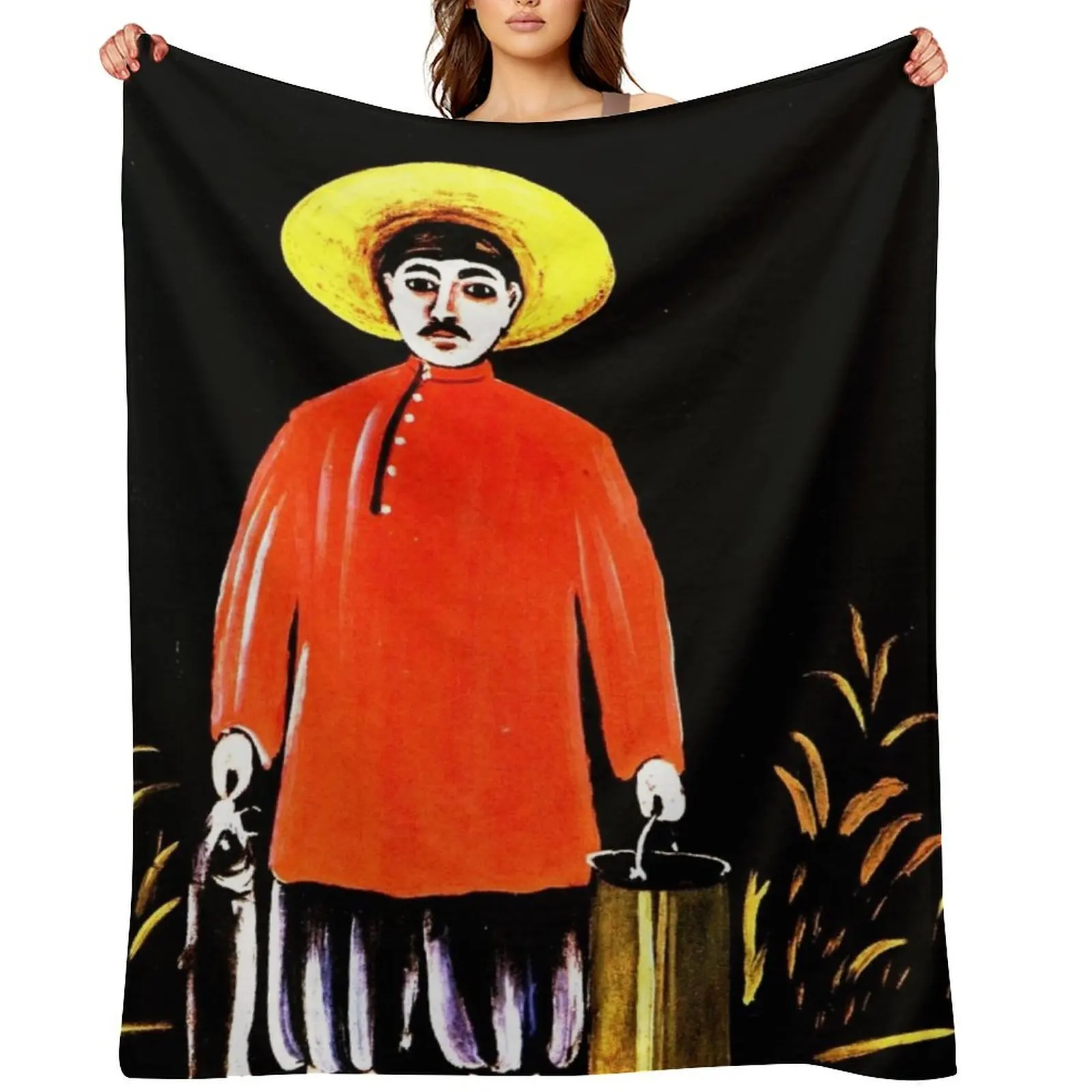 

Fisherman in a Red Shirt, Niko Pirosmani, 1908, Reproduction, Naive Art Throw Blanket blankets and throws Sofas Blankets