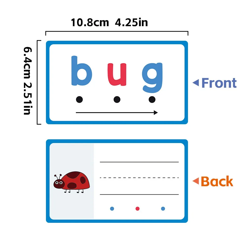 Dry Erase Handwriting Flash Cards 60pcs Phonics CVC Words Phonics Game Beginning Phonics Word Builders Spelling Reading Words