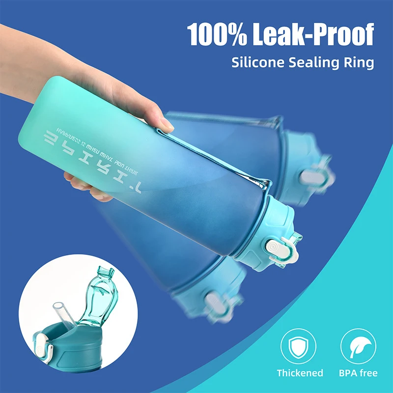 Bunter Plastikbecher zum Trinken im Freien, für Reisen, tragbar, für Fitnessstudio, Fitness, 800 ml/28 Unzen, große Kapazität, Sportwasserflasche, auslaufsicher