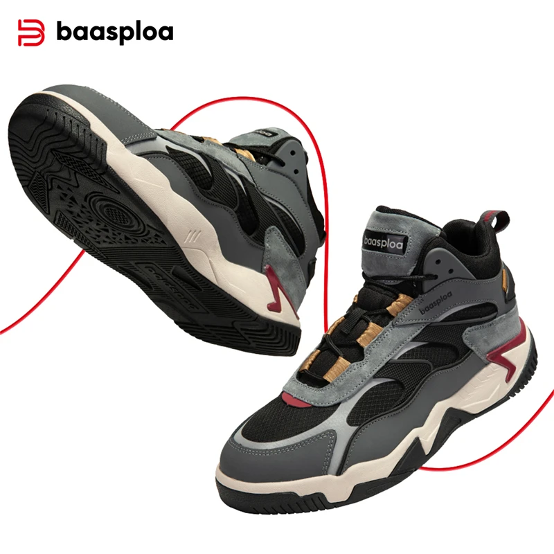 Baasploa Winter Men Leather Sneakers Casual Fashion Waterproof Sport Shoes For Man Plush Warm Male Sneakers Non-Slip Outdoor