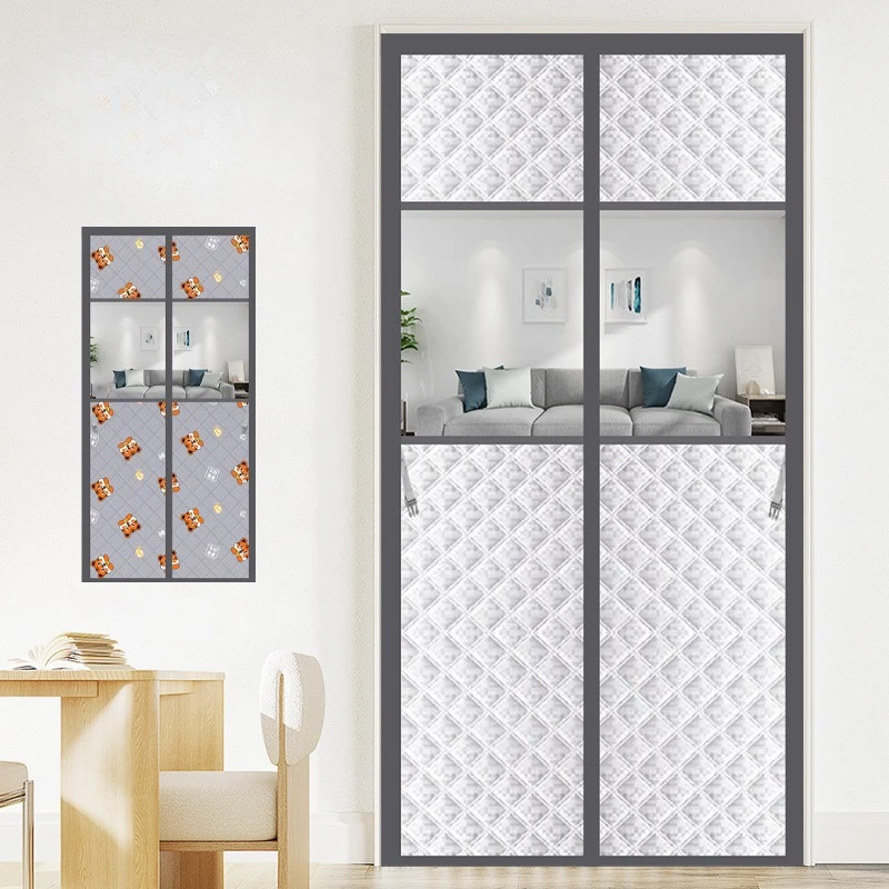 Graphene Thermal Insulation Quilted Door Curtain Winter Windproof Magnetic Auto Close Partition Curtain Entrance Doorways Cover
