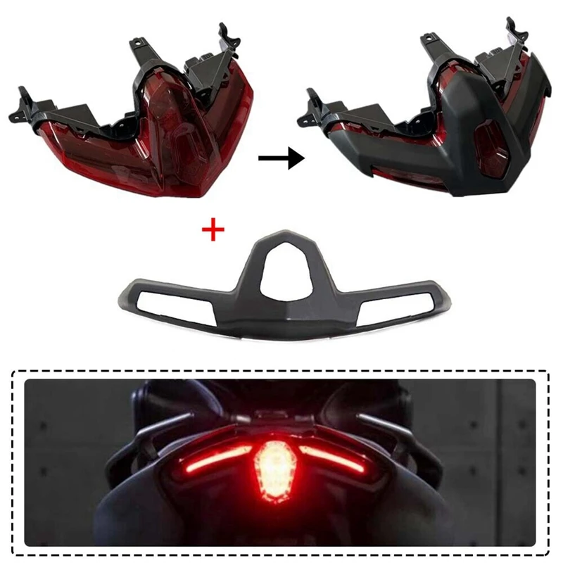 

Motorcycle Rear Tail Brake Lamp Rear Tailight Shell Protector Cover for Yamaha TMAX560 2020 2021