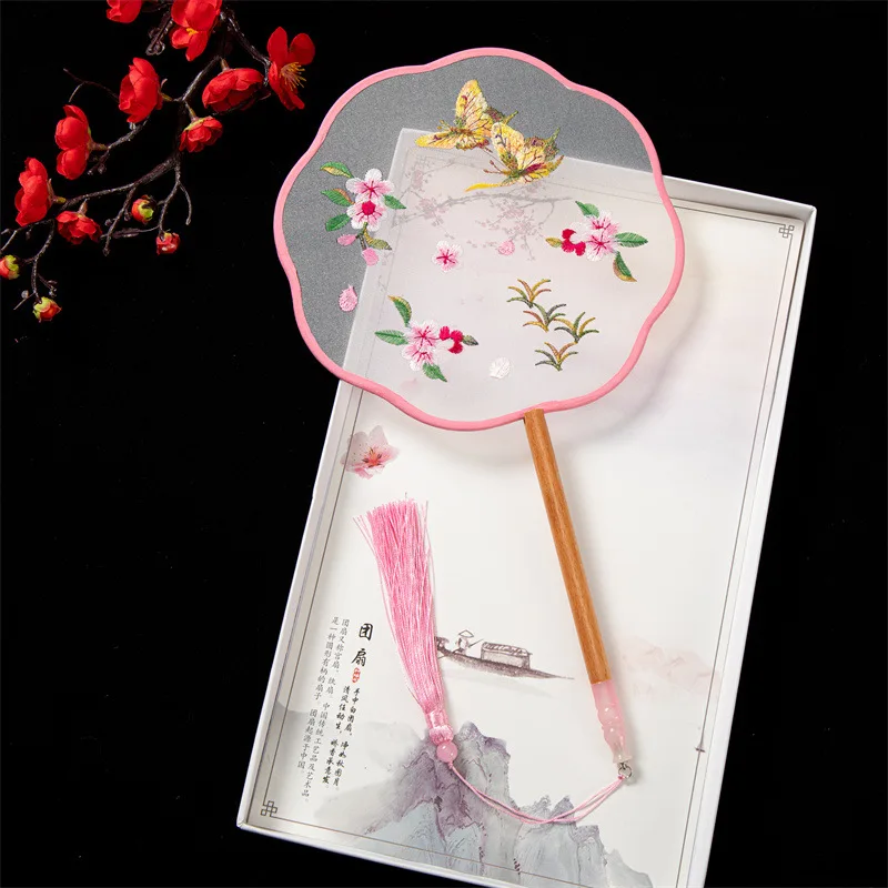 1PC Vintage Dancing Fan Chinese Traditional Round Palace Hand Fan Stage Perform Props Home Decoration