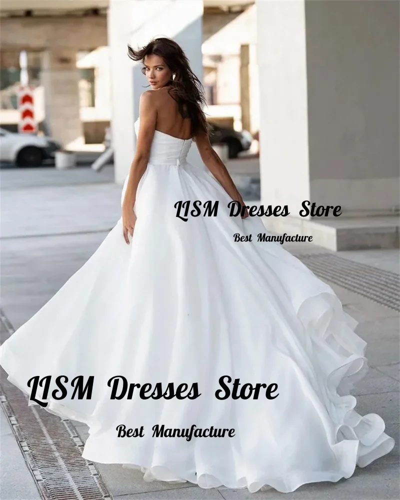 Lism Customized Elegant Wedding Dresses Pearls Sweetheart High Slit Appliques Satin A-Line Bridal Gowns Vestido De Noiva 2026