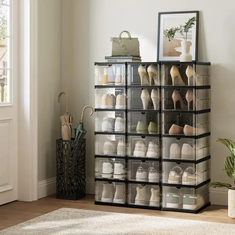 

Складные коробки для обуви SONGMICS HOME — складной портативный органайзер для хранения обуви для США, размер 13, штабелируемый