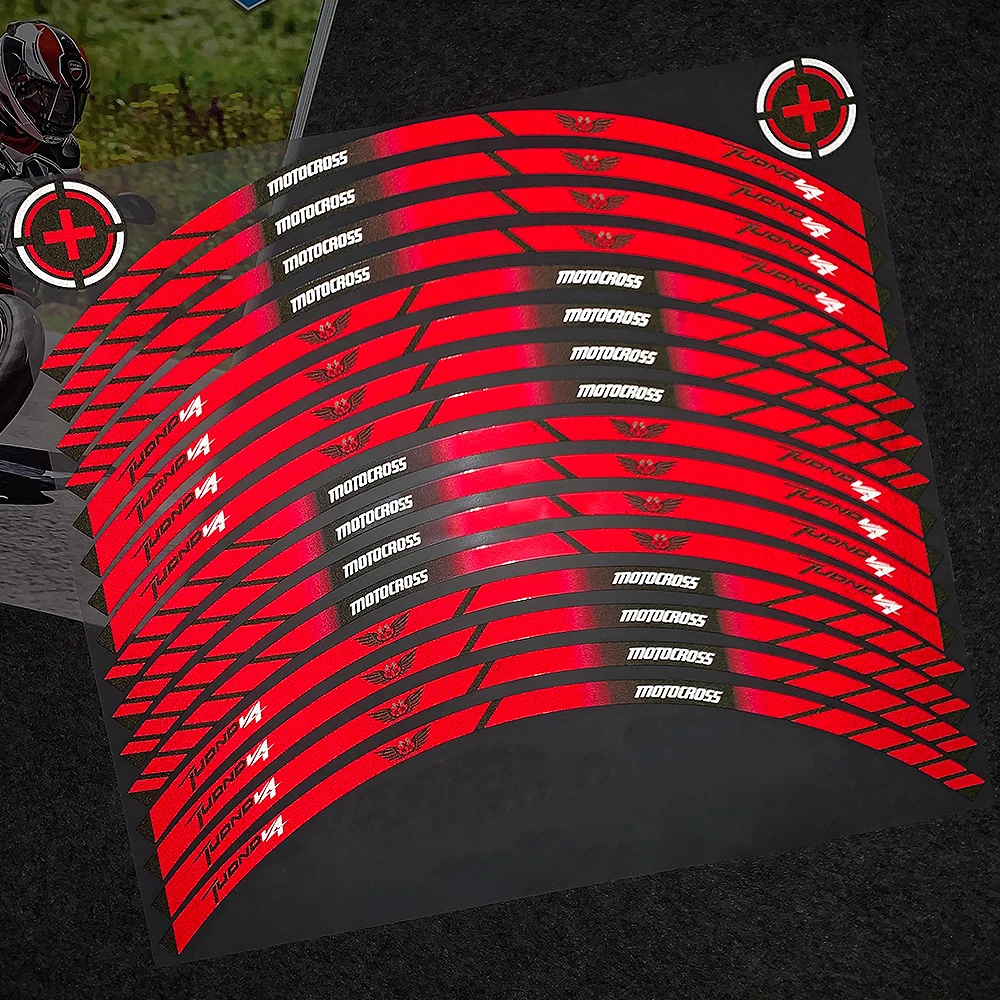For Aprilia Tuono V4 1100 Factory V4R 17 Inches Reflective Motorcycle Wheel Hub Stickers Moto Inner Rim Stripe Decal Accessories