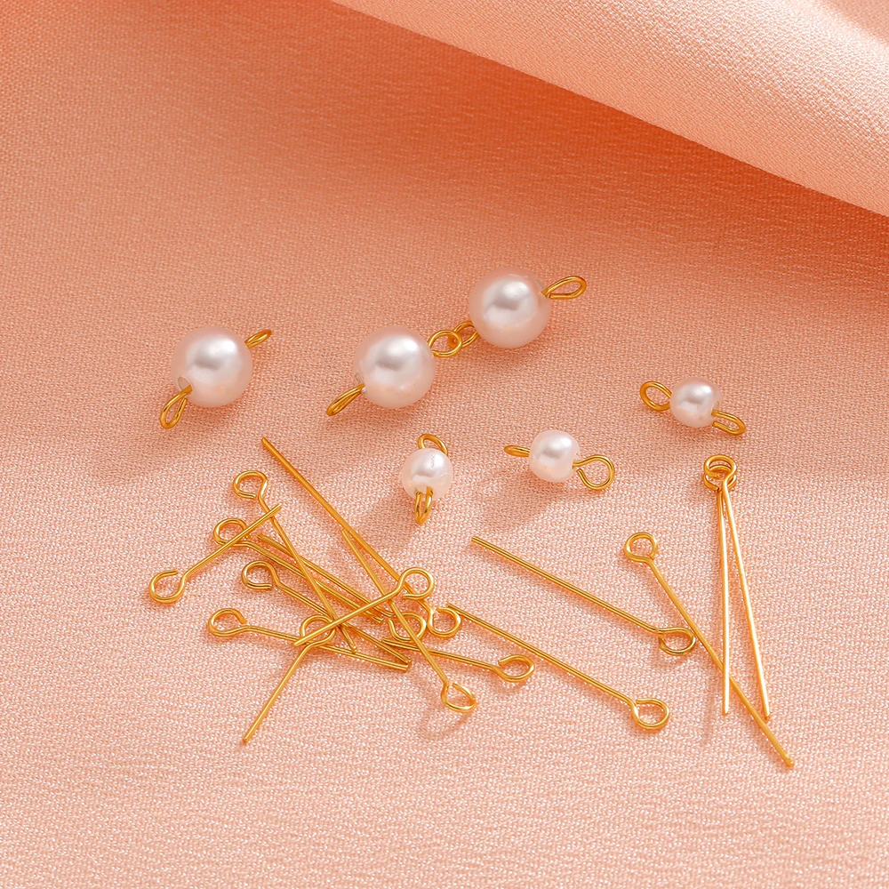 100 stks/partij Rvs Goud Staal Kleur Eye Head Pins 15/20/25/30mm Oorbellen Bevindingen voor DIY Sieraden Maken Accessoires