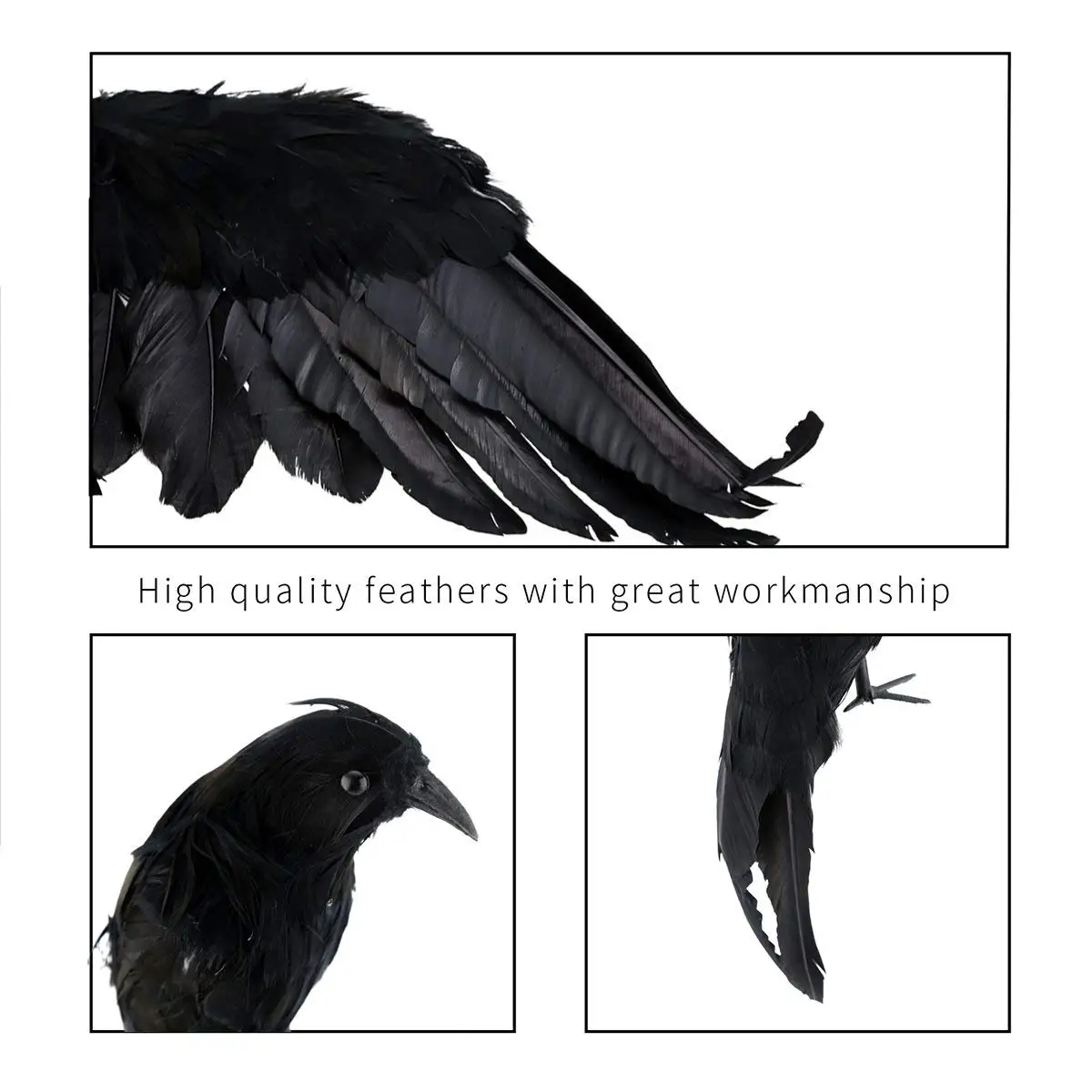 Realistic Crow Decoration Crow Decoys Halloween Black Feather Raven Prop Outdoor Halloween Decor HOT