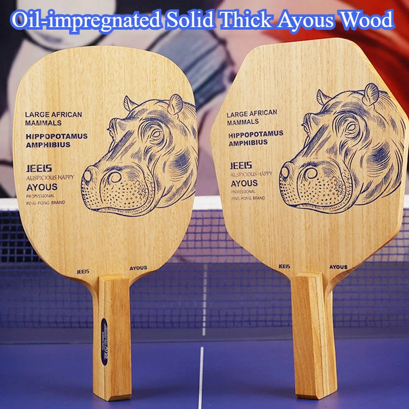 JEELS 1 Ply Ayous Table Tennis Blade Japanese Hexagonal/Square Purple Hippo Thickened Oil‑impregnated Durable Ping Pong Paddle