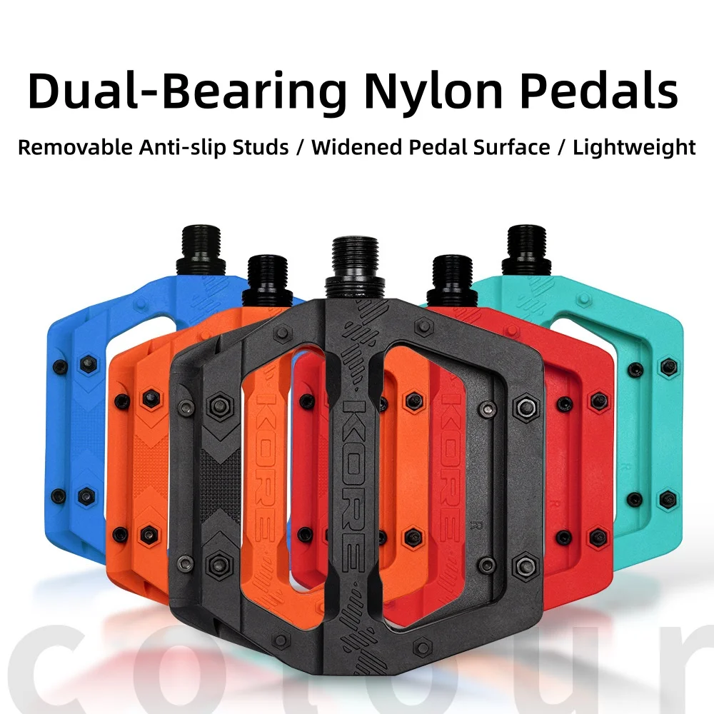 

KORE Bike Pedals Wider Non-Slip Nylon Platform with Double Bearing Energy-Saving Bicycle Pedals for MTB Road Bikes