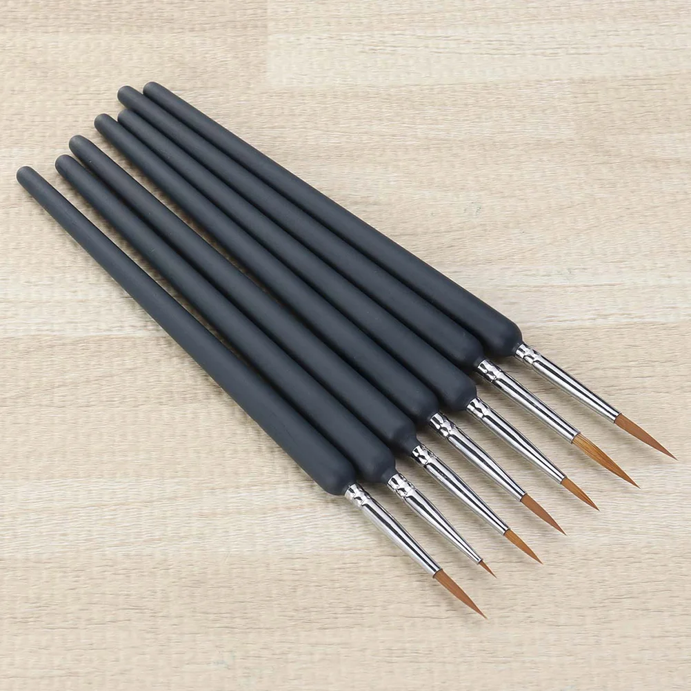 6 Pcs Long-lasting Brushes Painting Accessories Watercolor Oil Line Drawing Pen Wooden Paintbrushes for Students