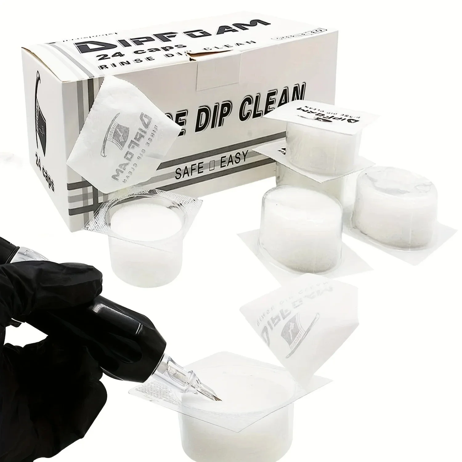

24pcs Tattoo Dip Cup Caps Tattoo Disposable Dip Foam Rinse Caps Cups Cleaning for Needle and Tip Rinse Dip Clean Professional