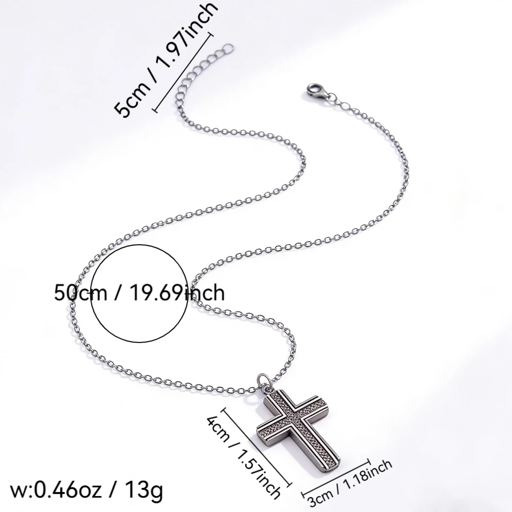 Dark Style Gunmetal Black Cross Earrings and Necklace Set, Vintage Distressed Texture, Unique Subculture Accessories