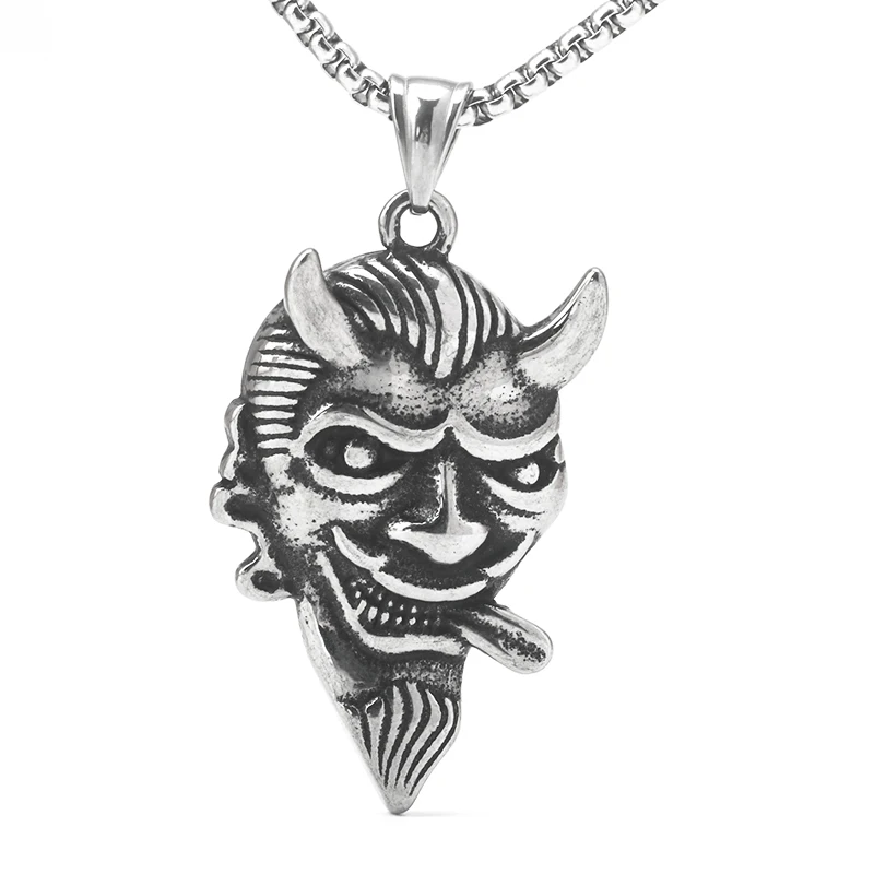 Stainless steel retro fashion personality punk Bull Devil men and women pendant necklace