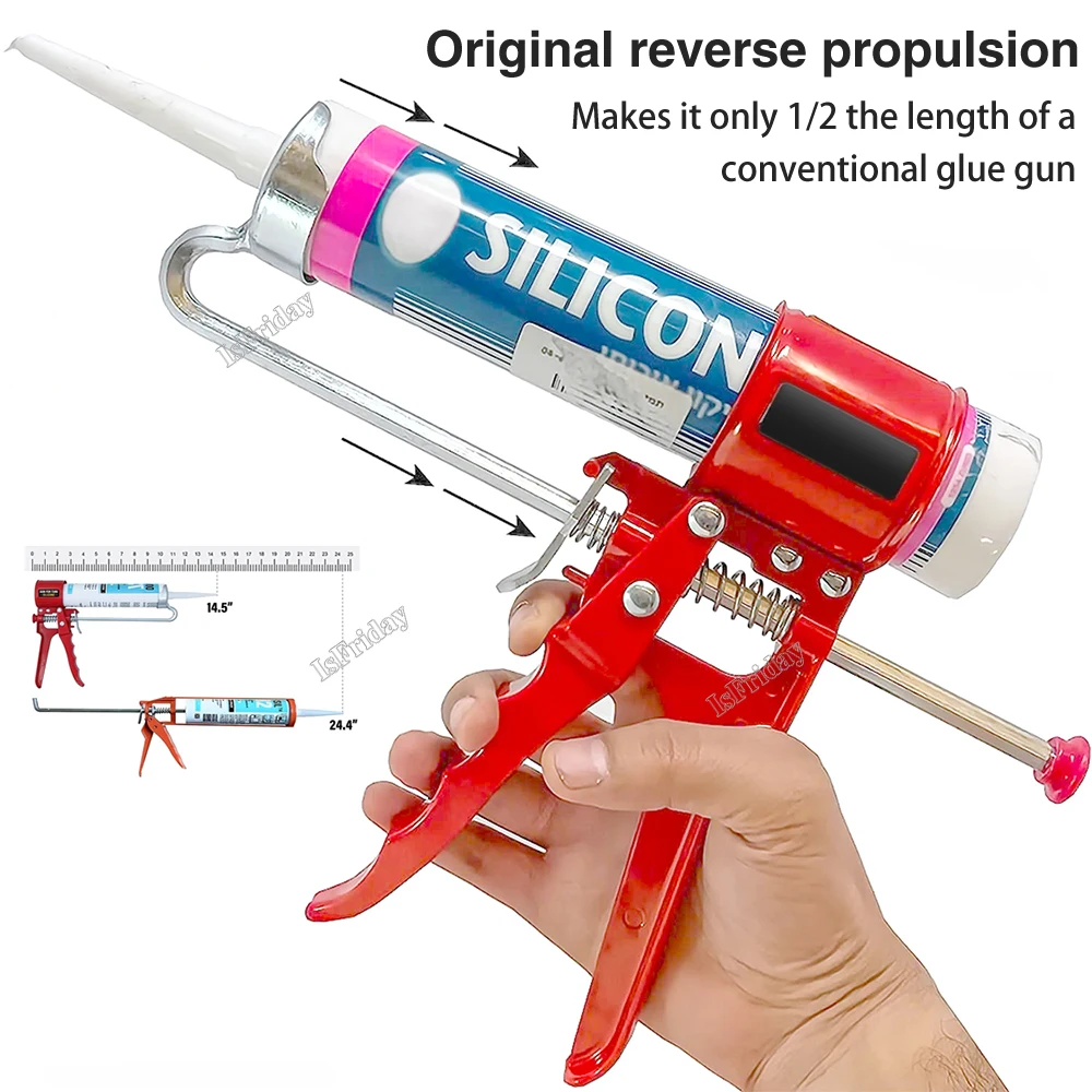 Portable Caulking Filling Tool Al Alloy Manual Caulking Gun Glass Glue Sprayer Professional Sealant Caulking Tool for Home blcak