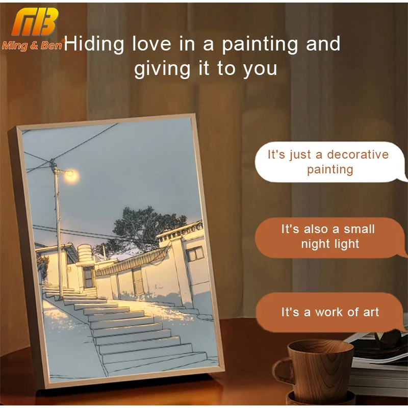 Instagram Hot Sale LED Painting Lamp USB Light Creative Picture Wall Table Night Light Gift for Home Decor Bedroom Wedding Party
