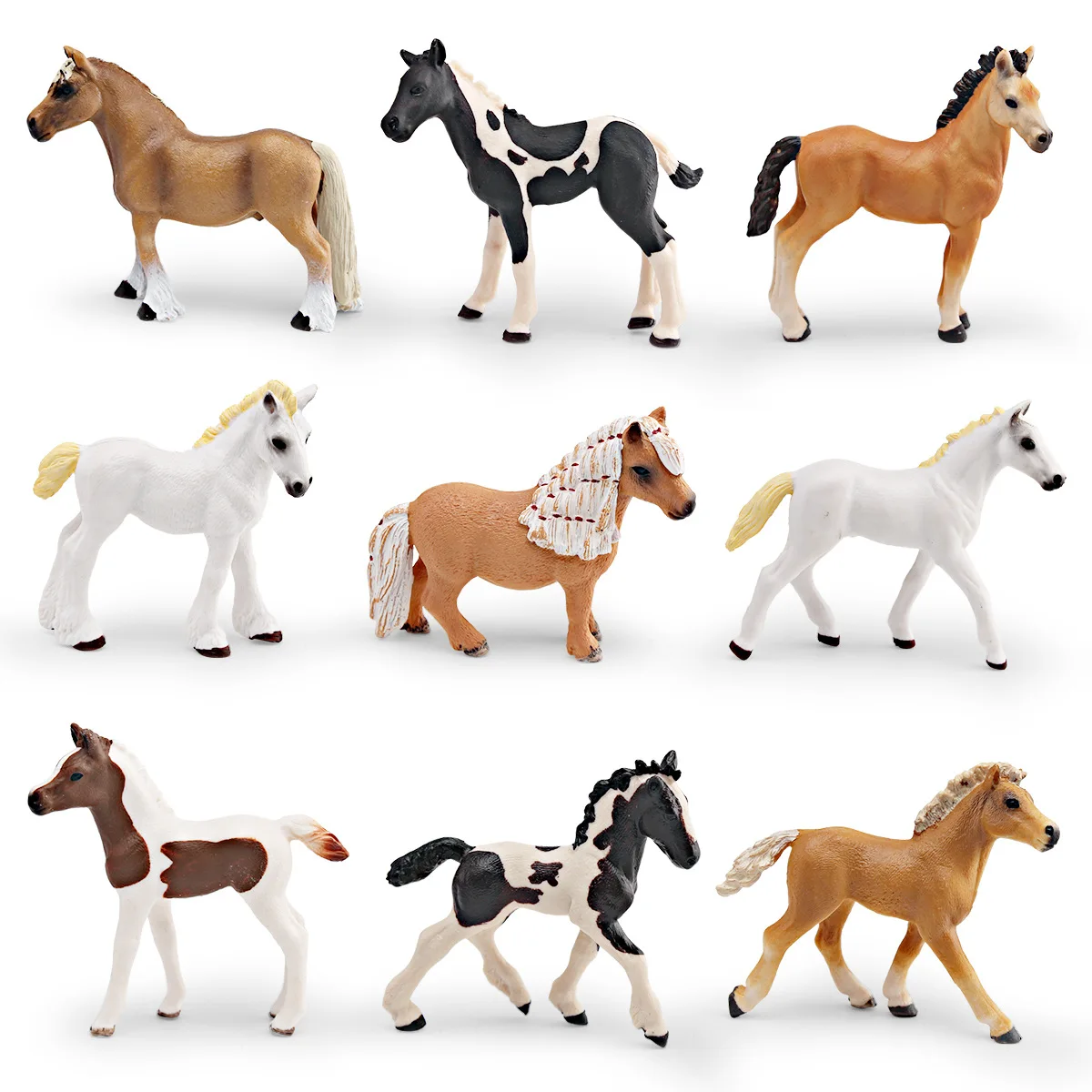 

Cross-border simulation wild stallion model, children's cognitive toy ornament, Pinto horse, Hanoverian pony, Haflinger horse