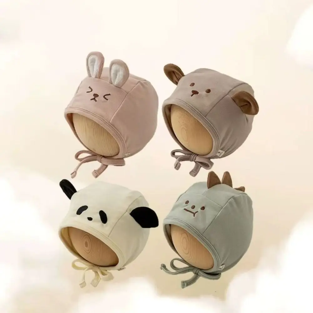 

Ins Cute Baby Fetal Cap Animals Cartoon Newborn Beanie Hat Warm Tie Strap Infant Bonnet Hat Photography Props