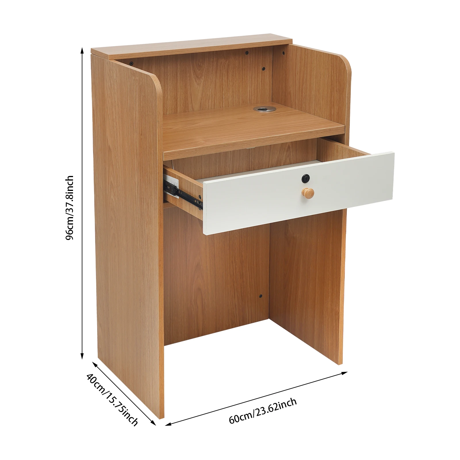 مكتب استقبال مع ضوء LED درج قابل للقفل مكتب الخروج أضواء 4-ألوان للبوتيك/المقهى/متجر البيع بالتجزئة #3