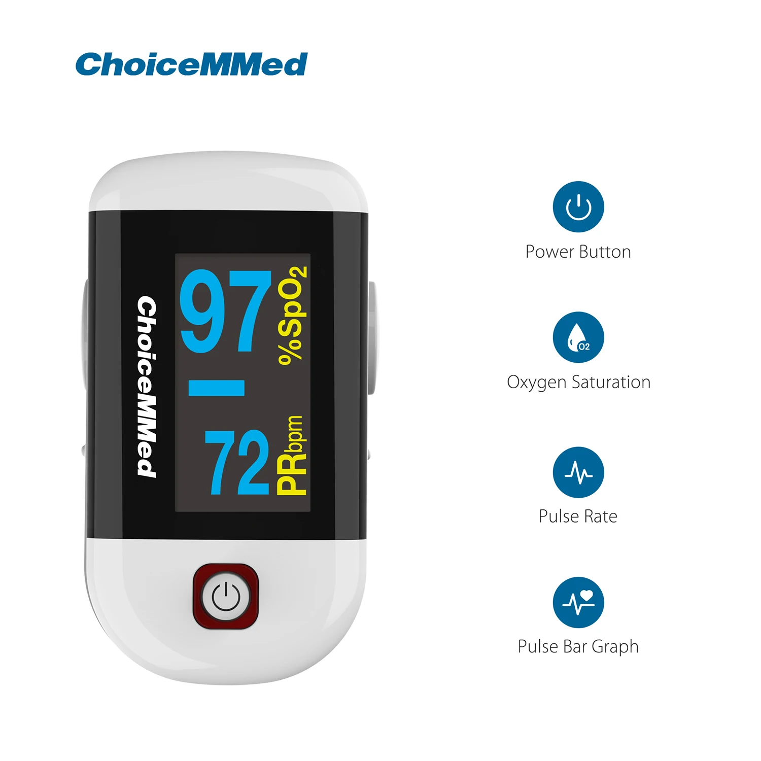 ChoiceMMed Medical Finger Pulse Oximeter Blood Oxygen Saturation SpO2 Heart Rate Monitor Digital Pulse Oximetro de dedo Monitor