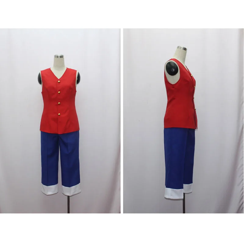 One Piece Monkey D. Ruffy Cosplay Kostüm Kapitän Trenchcoat Anime Zubehör Ruffy Perücke oder Hut oder Schuhe Halloween Party