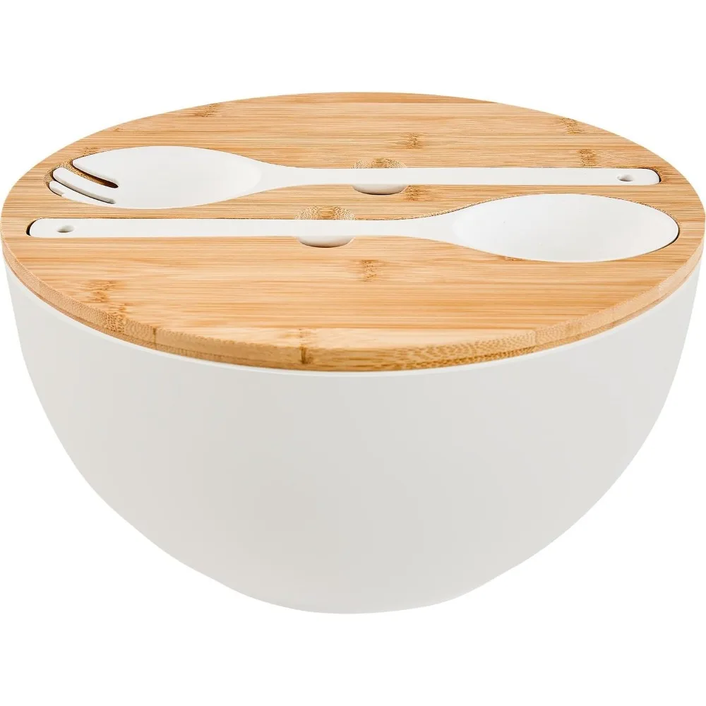 

12-Inch Bamboo Fiber Salad Bowl with Lid, Extra Large Mixing Bowl Set for Kitchen, Pasta, Fruits and Vegetables