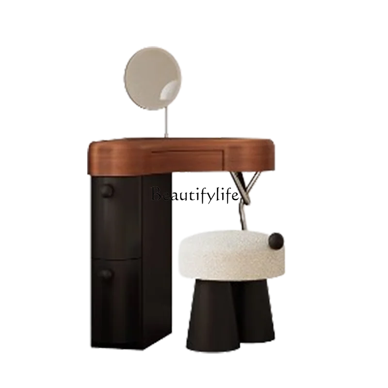 

Portable Wood Vanity Tables Black Stool Small Chair Drawers Makeup Dressers Bedroom Girl Mirror Corner Coiffeuse Furniture Home