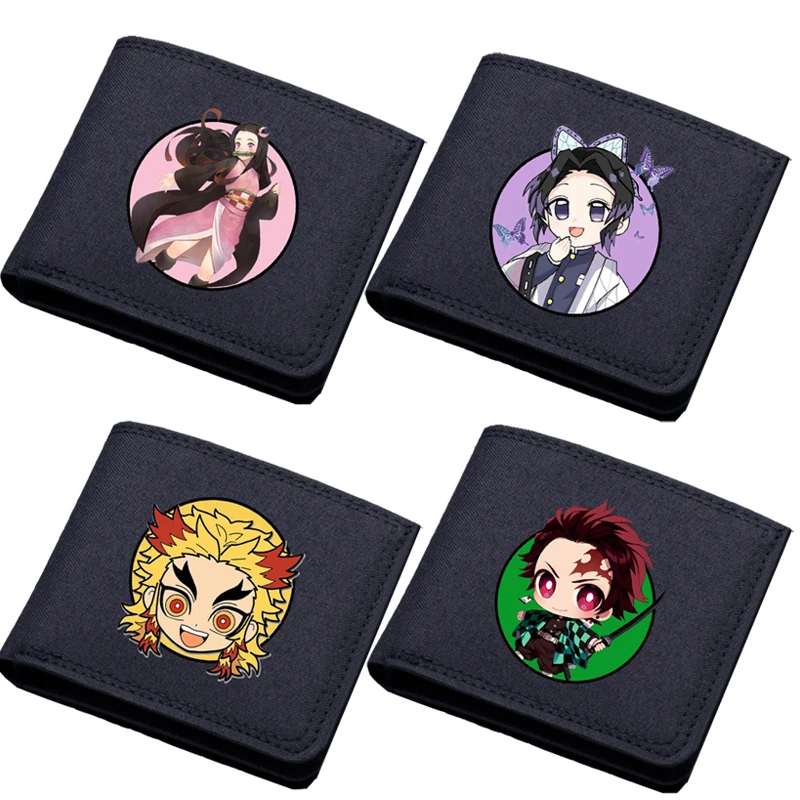 Demon Slayer Short Wallet for Men Women Coin Purse kids Anime Wallets Kamado Tanjirou Nezuko Boy Girl Purses Money Card Holder