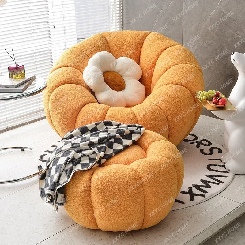 Lazy Sofa Pumpkin Chair Tatami Single Lamb Pink Lovely Bedroom Balcony Leisure Small Sofa Chair New Hot 2023 Drop shopping