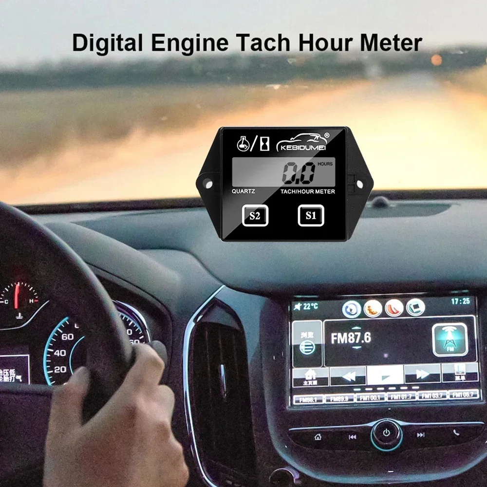 Kebidumei Digital Engine RPM Gauge Tach Hour Meter Tachometer Inductive For Gasoline Motorcycle Marine chainsaw pit bike Boat
