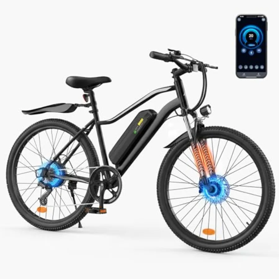 

Electric Bike for Adults/Teens: 14 Foldable Commuter Ebike 26 Electric Mountain Bike, 1500W/1000W Peak Motor, 15/30/40 Miles Ra