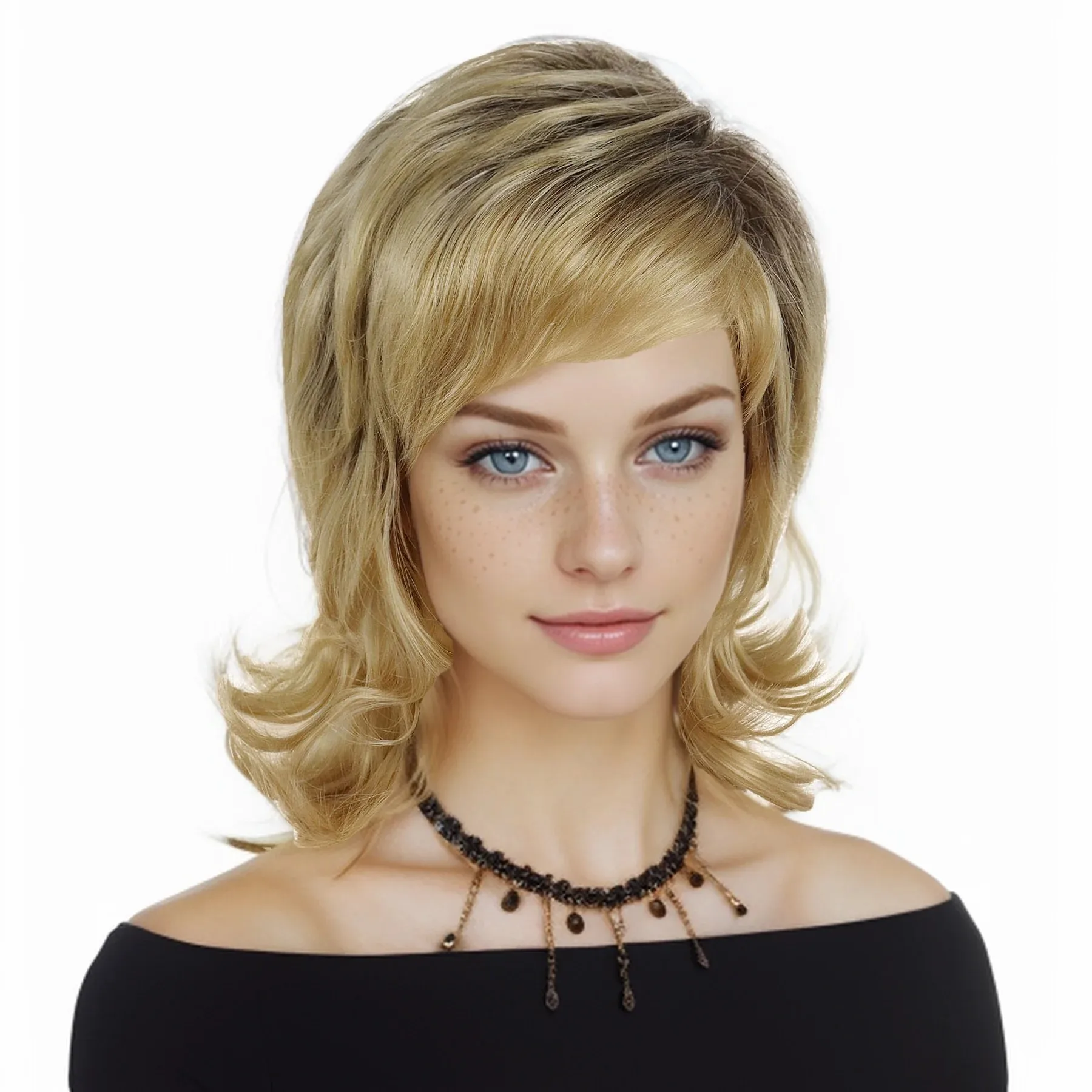 

Synthetic Natural Blonde Wig Short Curly Hair for Women Daily Use Blond Layered Wig with Bangs Cancer Patient Wigs Gift Outfits