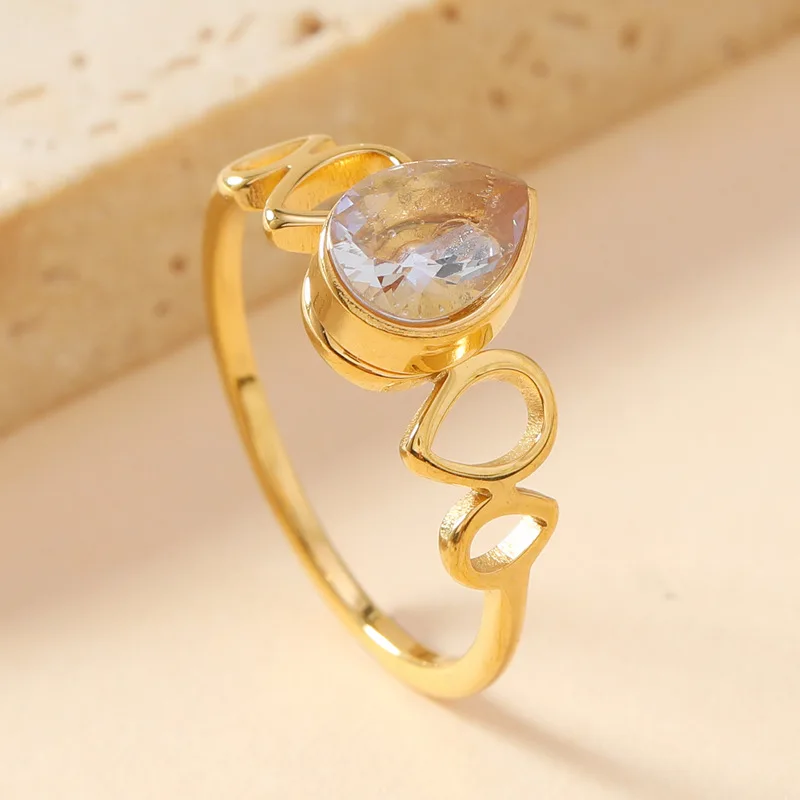 Stainless Steel Heart Ring For Women Luxury Style Female Fashion Finger Jewelry Accessories