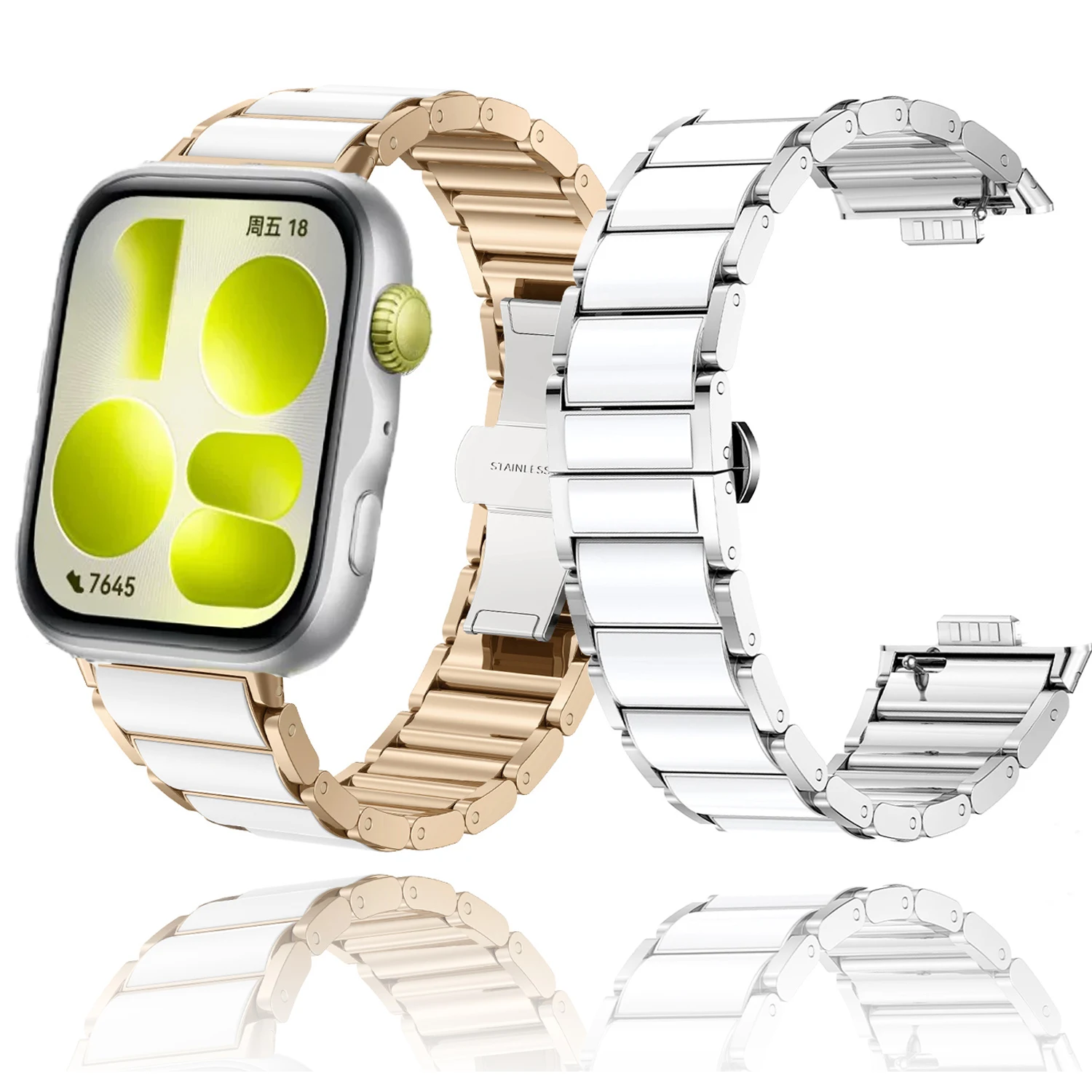 Keramikähnliches Metallarmband für Huawei Watch Fit 5/5Pro, Edelstahl-Armband, Correa-Gürtel für Huawei Watch Fit4/4pro/3 Armband