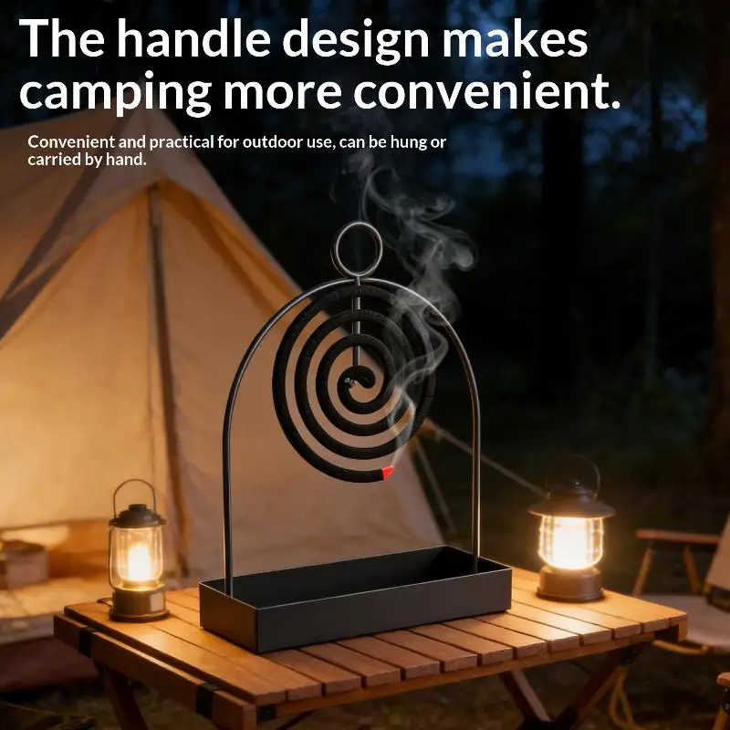 Nordic Spiral Iron Mosquito Coil Stand with Tray Decorative Bug Repellent for Patio Balcony Bedroom