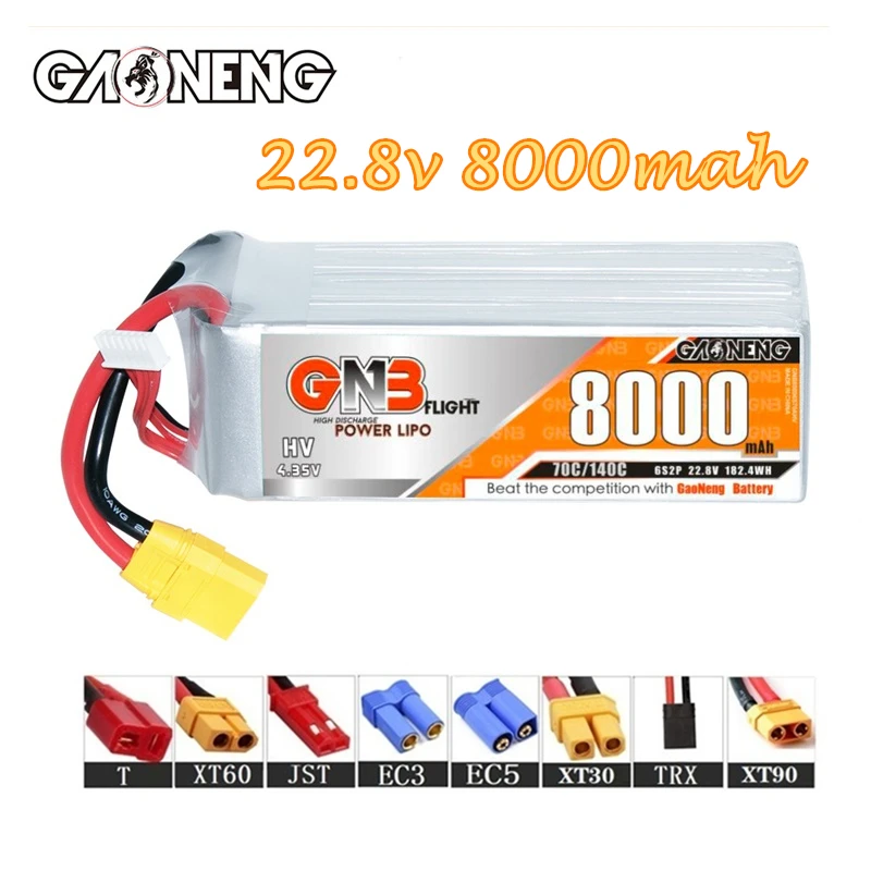 

RC Boats Cars Battery GNB 6S 22.8V 8000mAh 70C/140C LiPo Battery For RC Airplane Helicopter RC Boats Cars 22.8V Battery