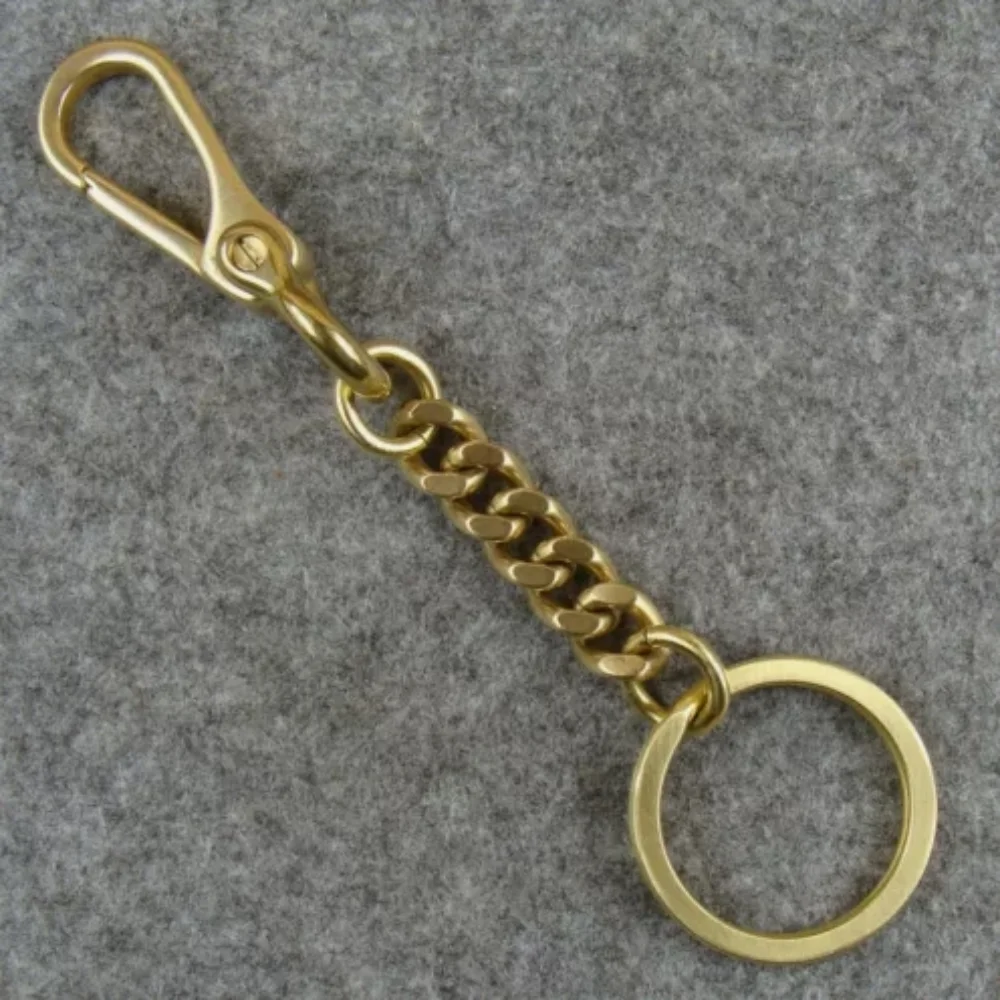 Solid Brass Key Chain Holder Keyrings Bag Wallet Chain Keychains With Snap Hook