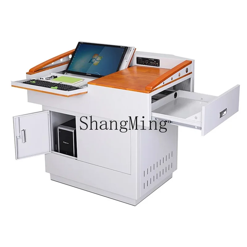 

FG multimedia podium school teacher desk steel multi-function flipped computer classroom podium table