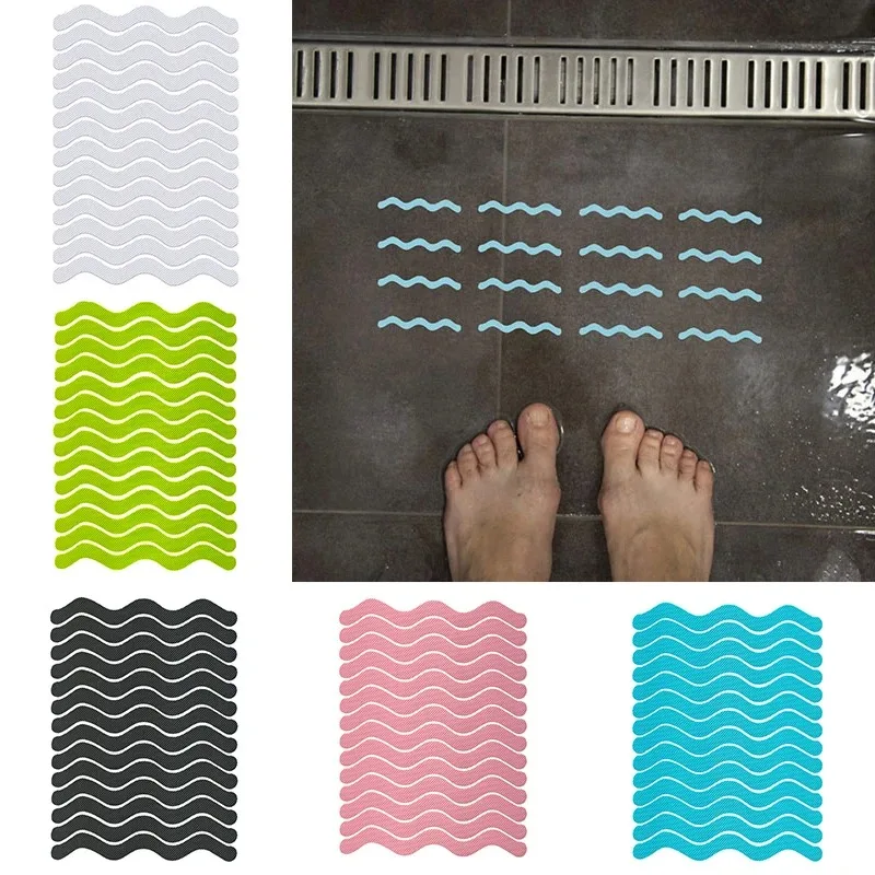 6/12/24Pcs 2x20cm S Shaped Self-Adhesive Anti Slip Strips Strips Shower Stickers Non Slip Tape For Bathtub Stairs Floor