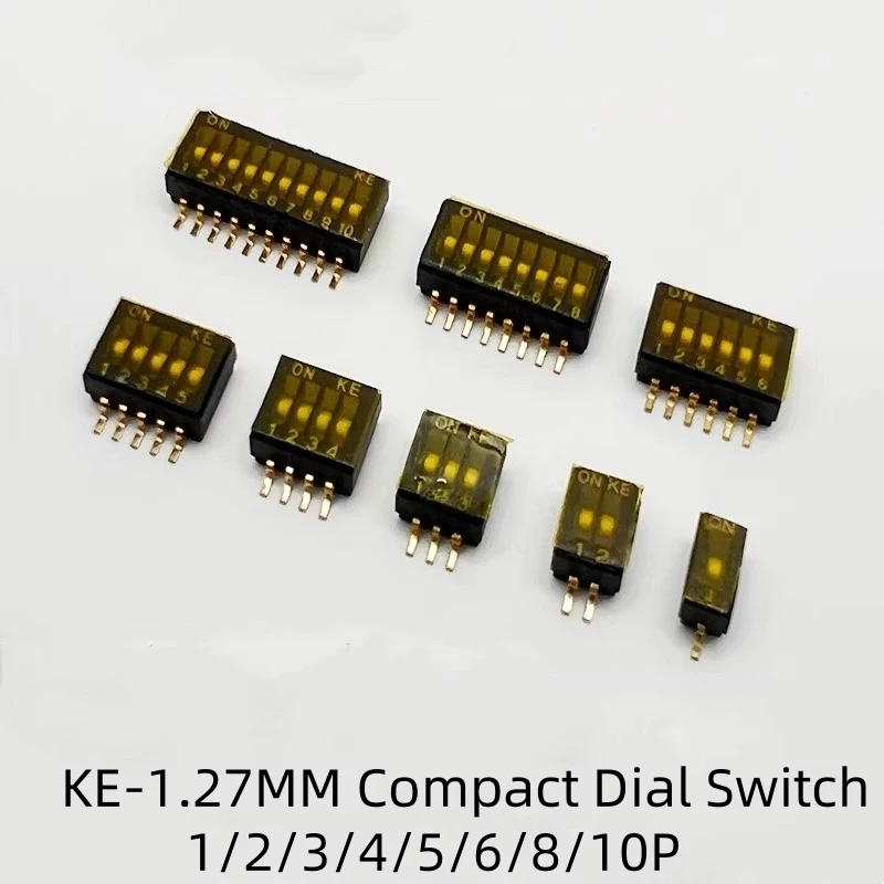 

10PCS 1.27mmKE small dial switch SMT patch 1/2/3/4/5/6/8/10P gold plating