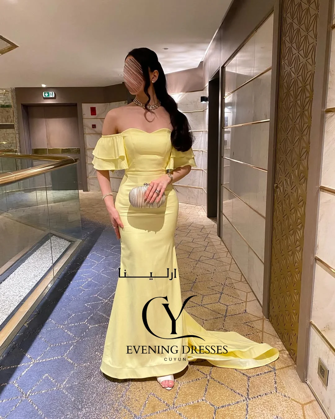 CUYUN قبالة الكتف تكدرت المرأة ثوب مسائي شبه حورية البحر أصفر طويل حفلة موسيقية فستان مخصص فساتين المناسبات الرسمية 2026 #4