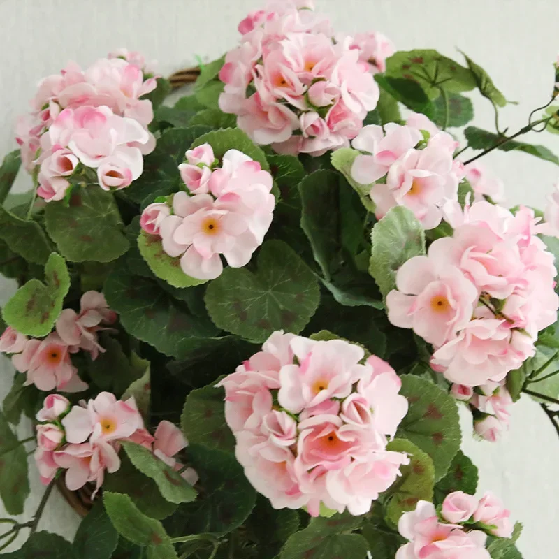 75cm/1pc Simulation Decorative Home Flower Rose Vine Flower Bunch Green Leaf Wall Hanging Begonia Flowers Vine Artificial Plant